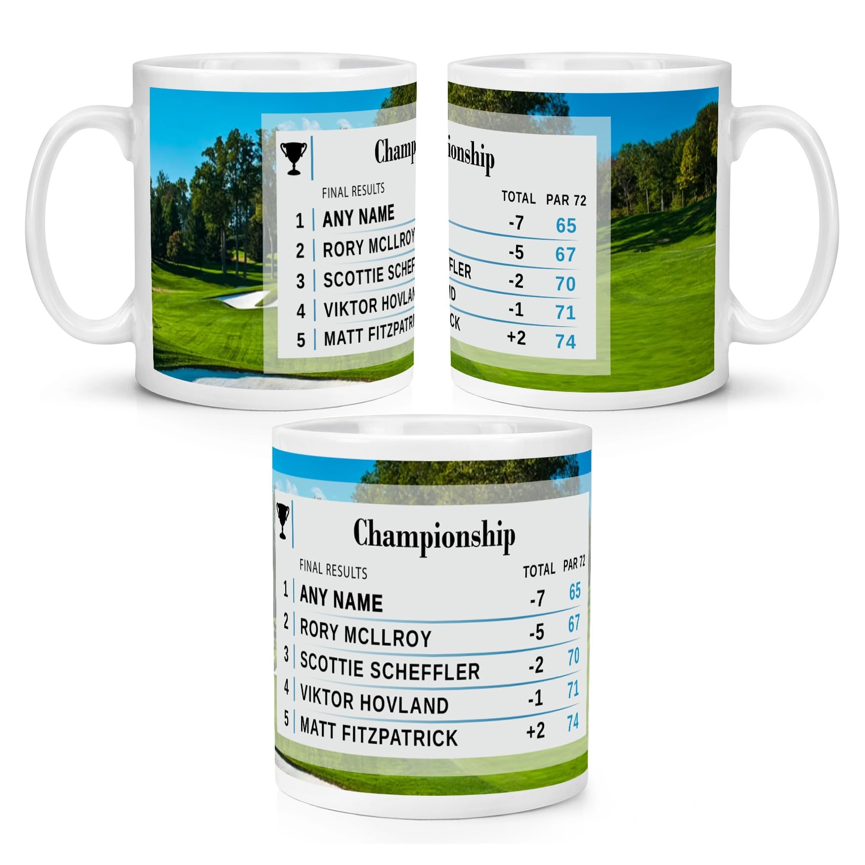 Personalised Golf Scoreboard 10oz Mug Cup Name & Opponent Sections Can Be Changed Championship