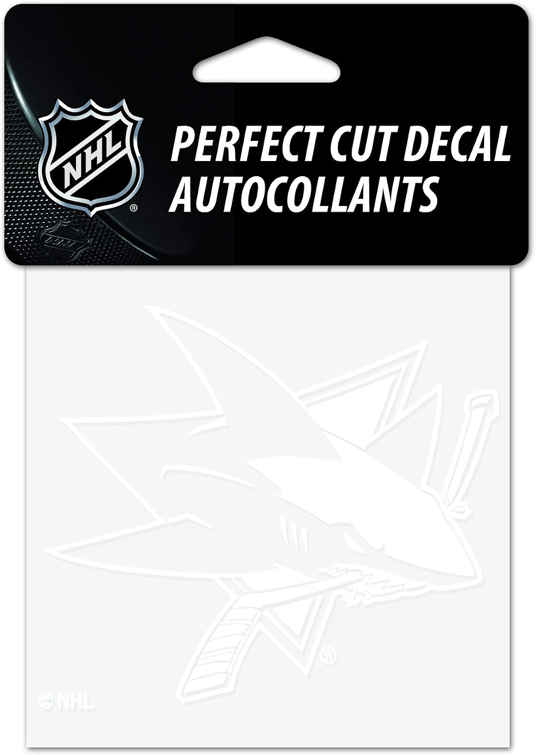 NHL San Jose Sharks 4x4 Perfect Cut White Decal, One Size, Team Color