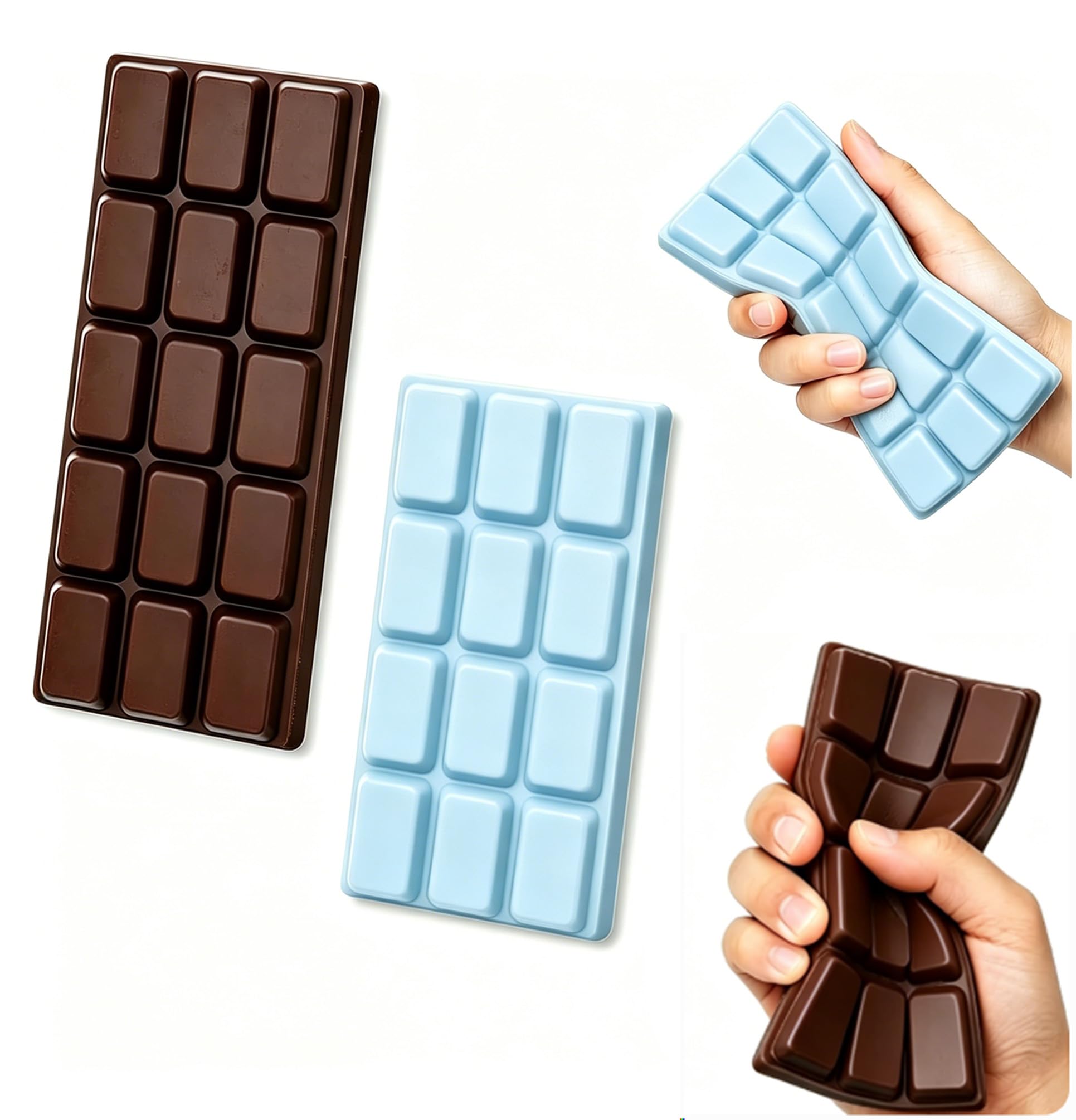 2pcs Chocolate Squishy, With Brown And Blue Chocolate Design, Soft Squeeze Item for Desk, Office and Study Use