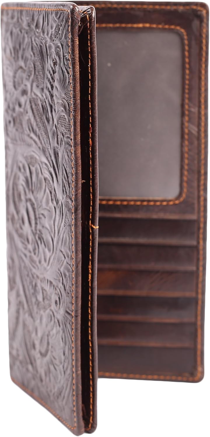 Womens Ladies Genuine Leather Wallet Long Embossing Bifold Wallet Clutch Purse (Coffee) - Image 5