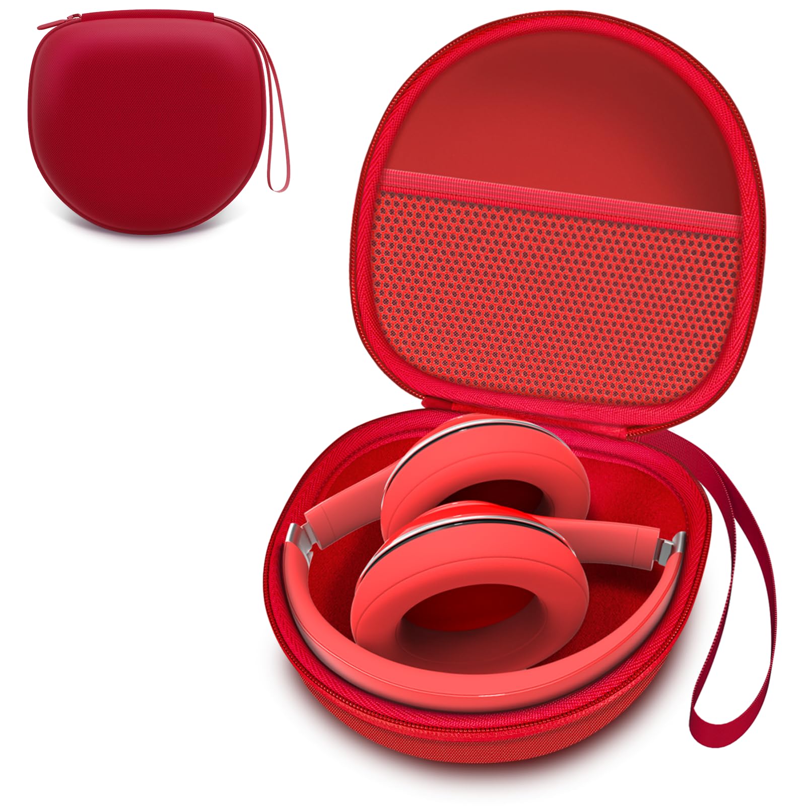 Headphone Headset Case for Folding Headphone, Red