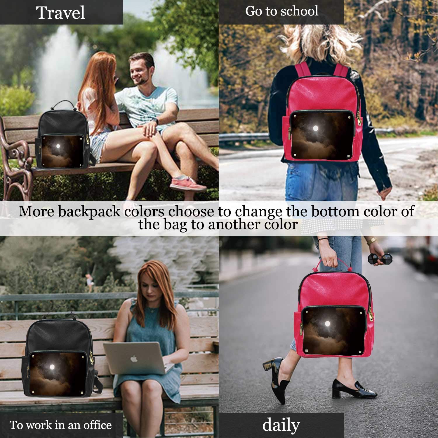 Night Sky with Full Moon,Leather Sports Bag Tote ?for Women 15IN