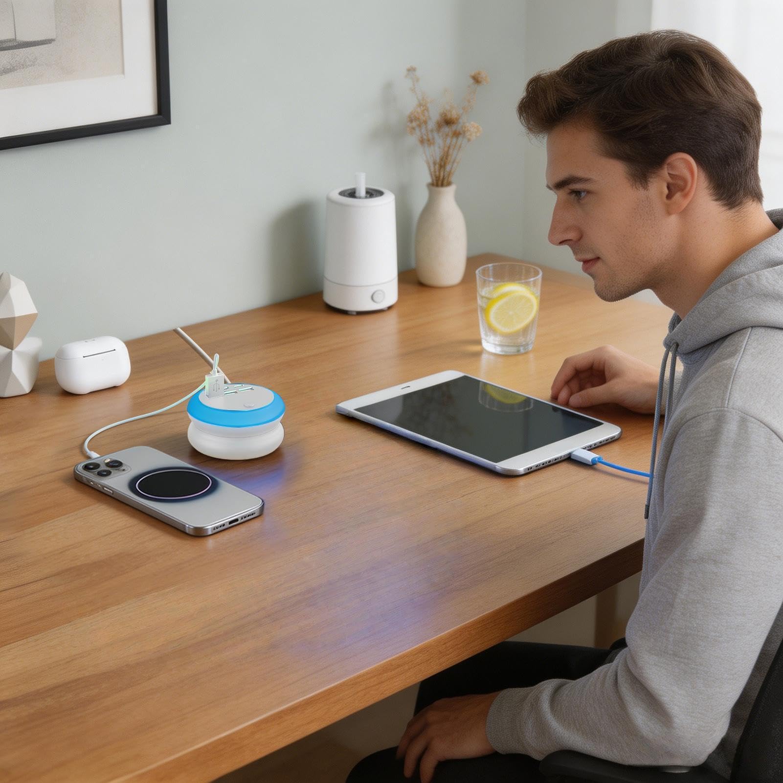 Station de charge multiple USB réglable, rétractable et portable avec
