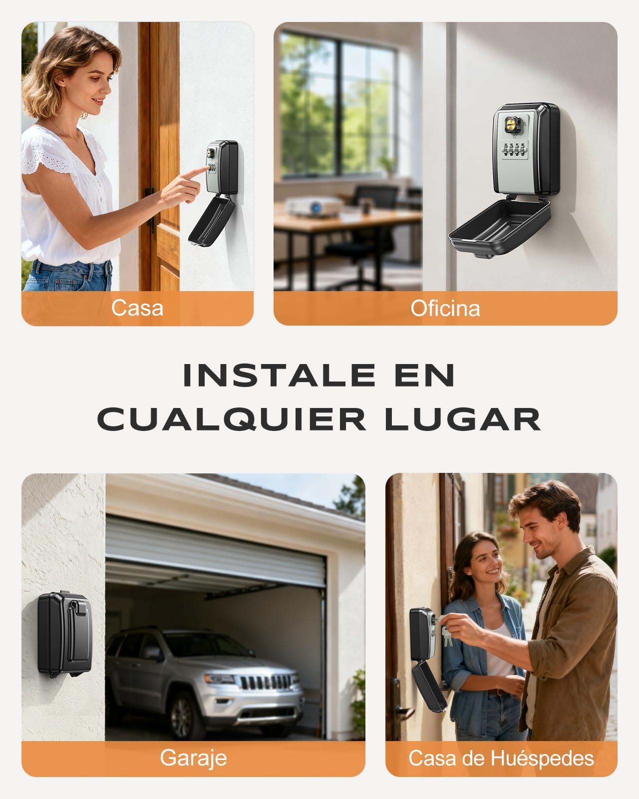 Mohard Cajetin Llaves con Codigo, Caja Llaves Pared de Seguridad con Llave Reconfigurable y Combinación de 4 Dígitos, Caja Fuerte Llaves Exterior Impermeable & Gran Capacidad para Hogar Oficina Garaje