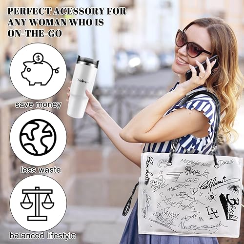 Miniatura 5 de Large Clear Tote Bag Set, Stylish and Durable handBag&Inner Bag&32OZ Stainless Steel Tumbler for Sports Travel Gift for Women