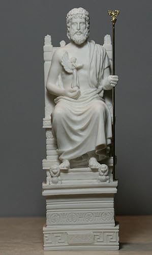 Miniatura 2 de Estatua de alabastro griego de Zeus Júpiter del rey de los dioses, decoración de 10.6 pulgadas