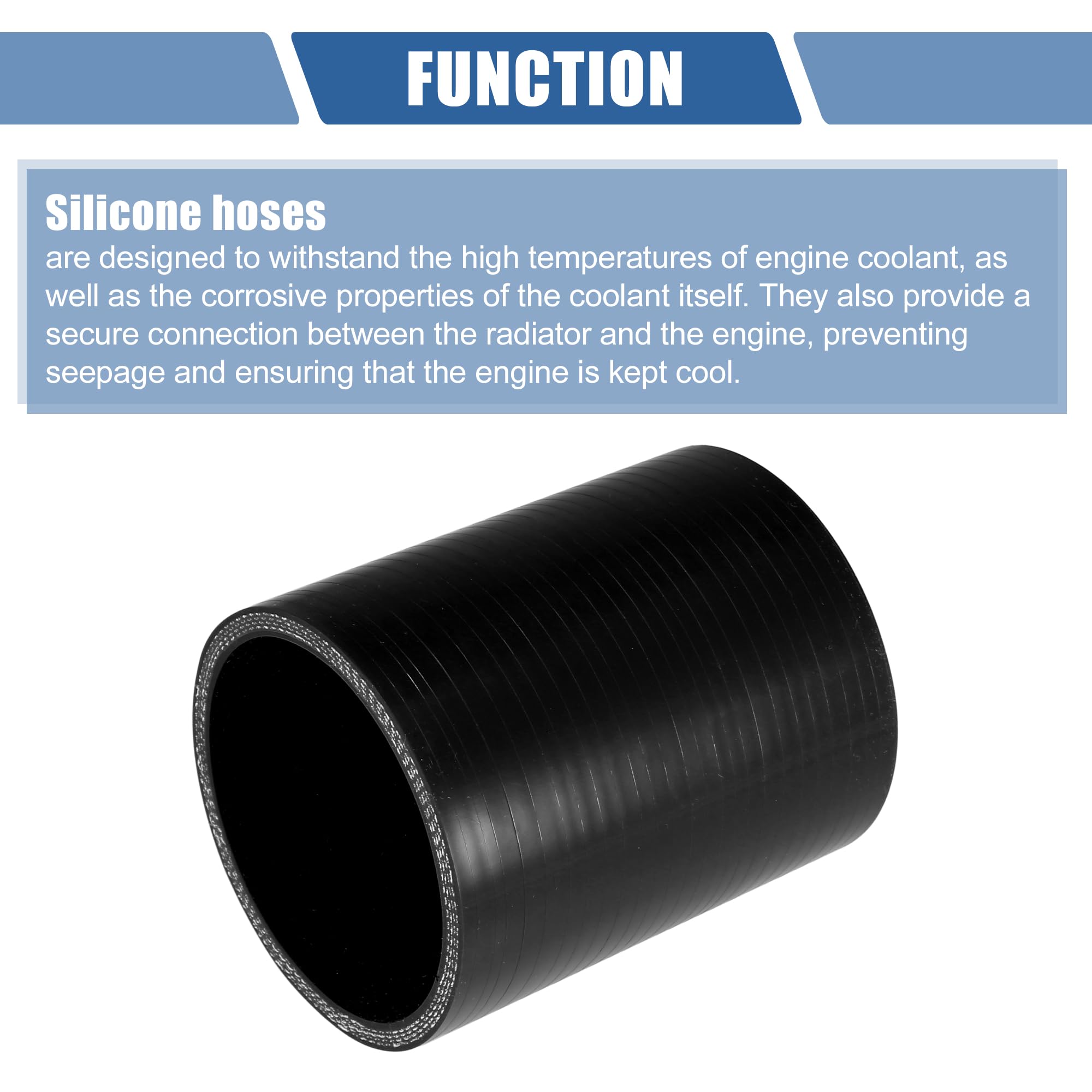 QUARKZMAN 1 Pz Tubo in Silicone per Auto Nero da 70mm (2.76") di Diametro Interno e 100mm (3.94") di Lunghezza a 0 Gradi, Universale