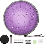 Musfunny Steel Tongue Drum 15 Notes: 12 Inch Steel Drums D Major with Drumsticks Bag Finger Cover - Handpan for Kid Adults Musical Education Meditation Percussion Musical Instruments