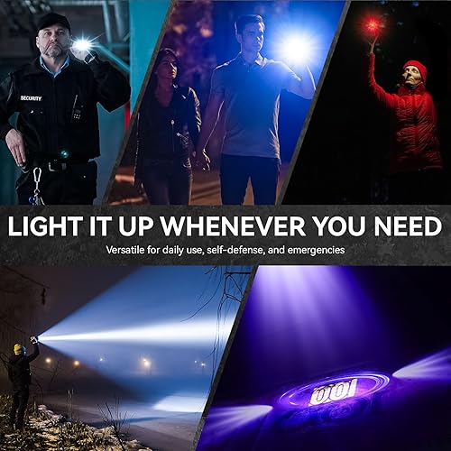 Miniatura 9 de Linterna táctica EDC, linterna plana recargable de 1100 lúmenes con pantalla digital, linterna LED ligera para transporte diario, linterna de