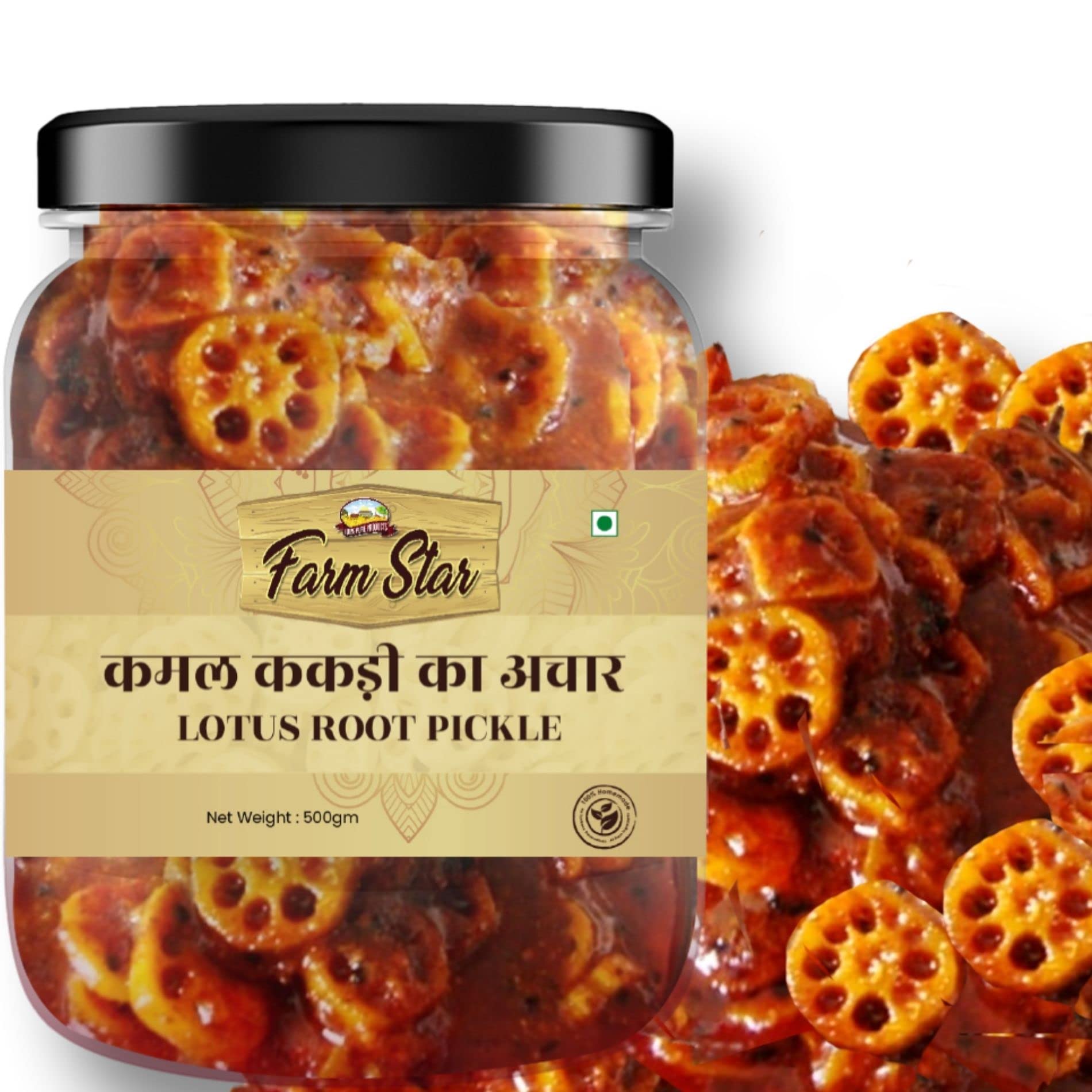 Farm Star Tasty&Spicy- Kamal Kakdi Ka Achar|Lotus Root Pickle(500Gm)
