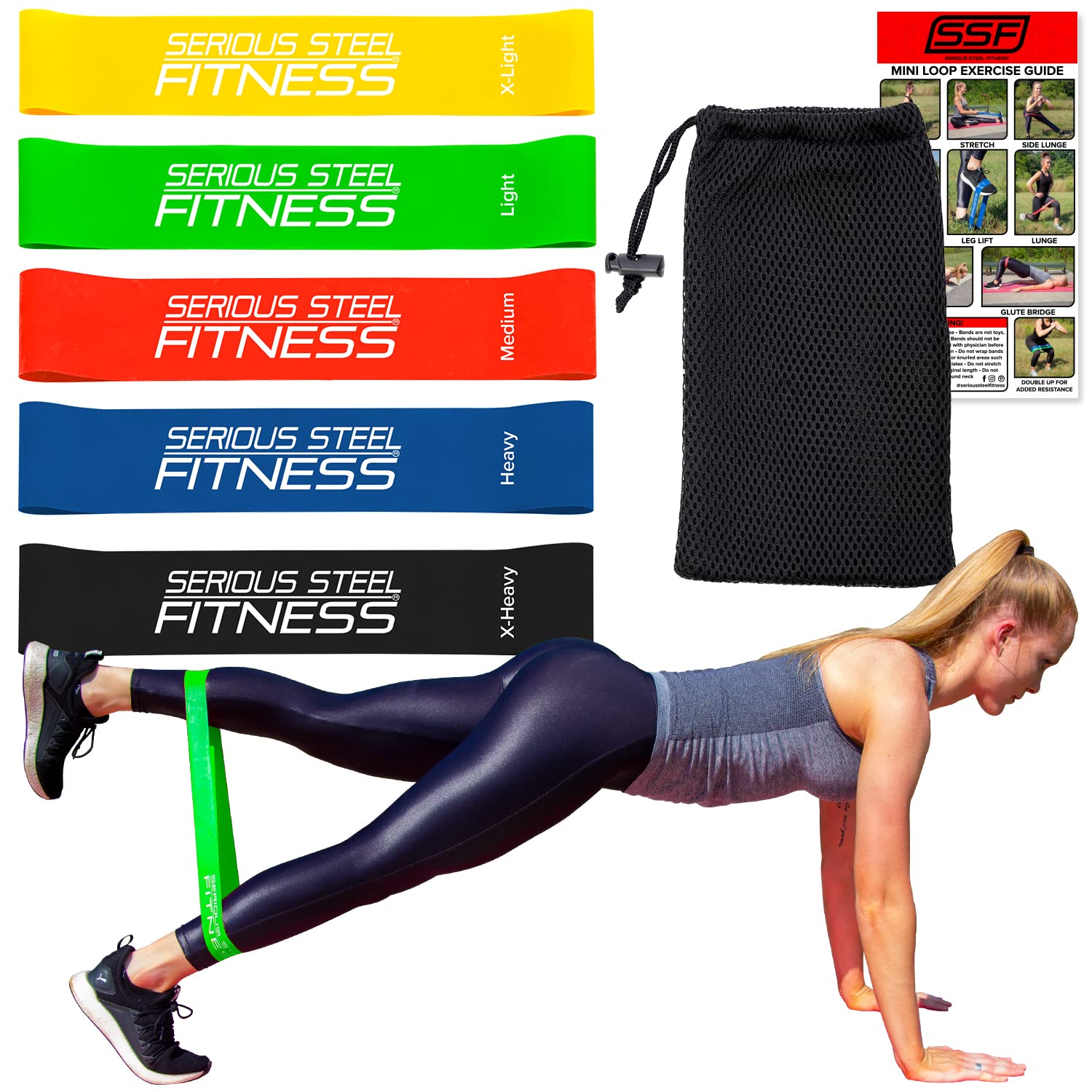 Bandas elásticas de Acero para Fitness Bandas de Entrenamiento rehabidas y prefabricadas, 10" Mini Bands