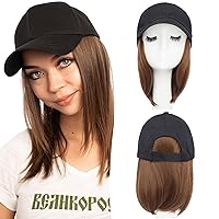 Vista 23 de SEGO - Gorra de béisbol con extensiones de pelo para mujeres, sintético resistente al calor, 6 pulgadas, postizo corto y recto ajustable, peluca
