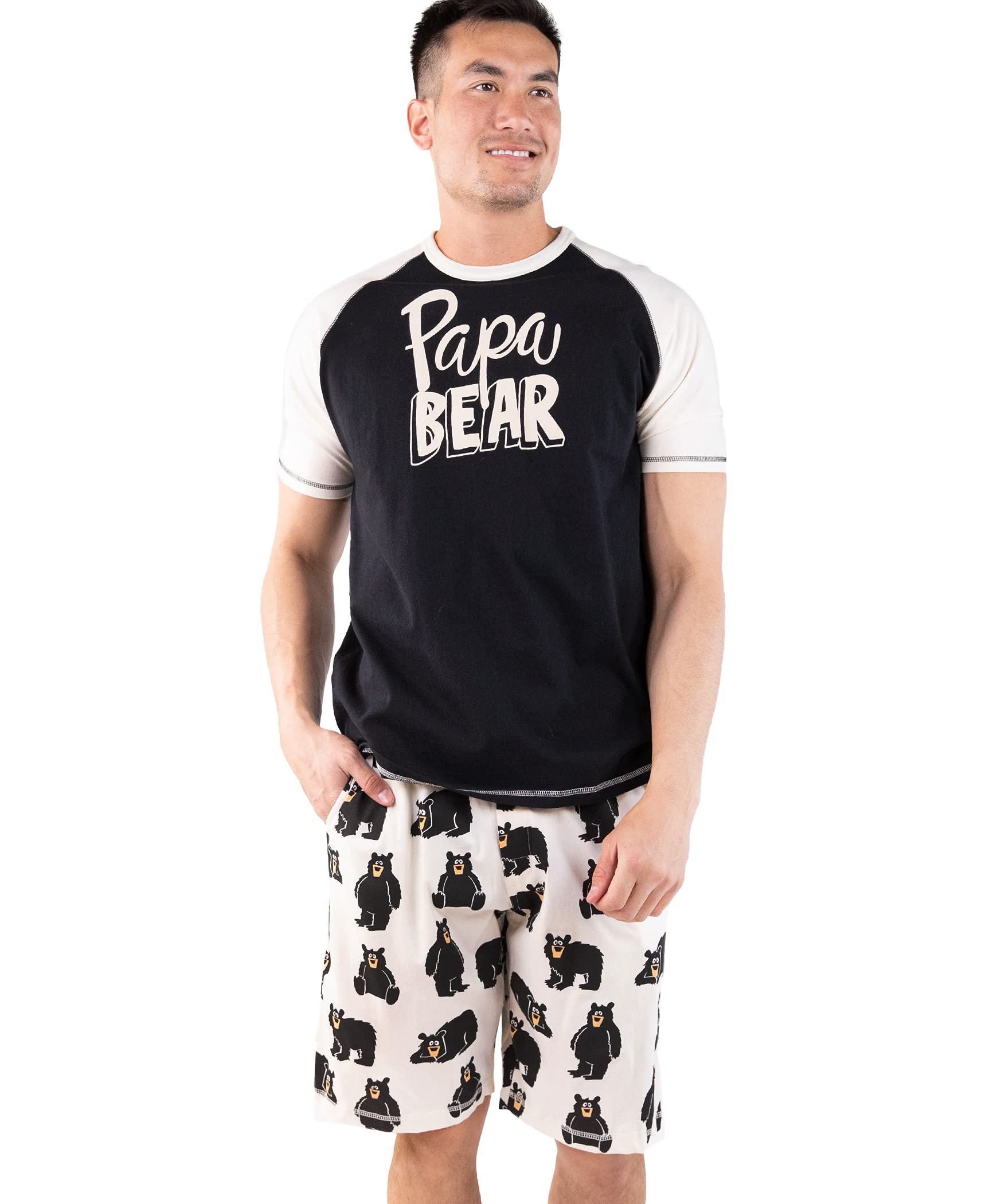 Lazy OneMen's Sleep Shorts Set, Matching Sleepwear Shirt & Short Set for Men, Cotton Pajama Shorts & T-Shirt in Fun Designs
