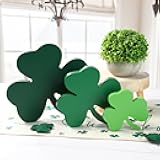 St Patricks Day Decorations Three Sizes Wooden Shamrocks Sign for Home Shelf Mantel Fireplace Table Windowsill Decor Green