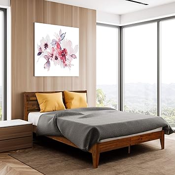 Amazon Com Acacia Emery 14 Inch Wood Platform Bed Frame With Headboard Queen Caramel Home Kitchen