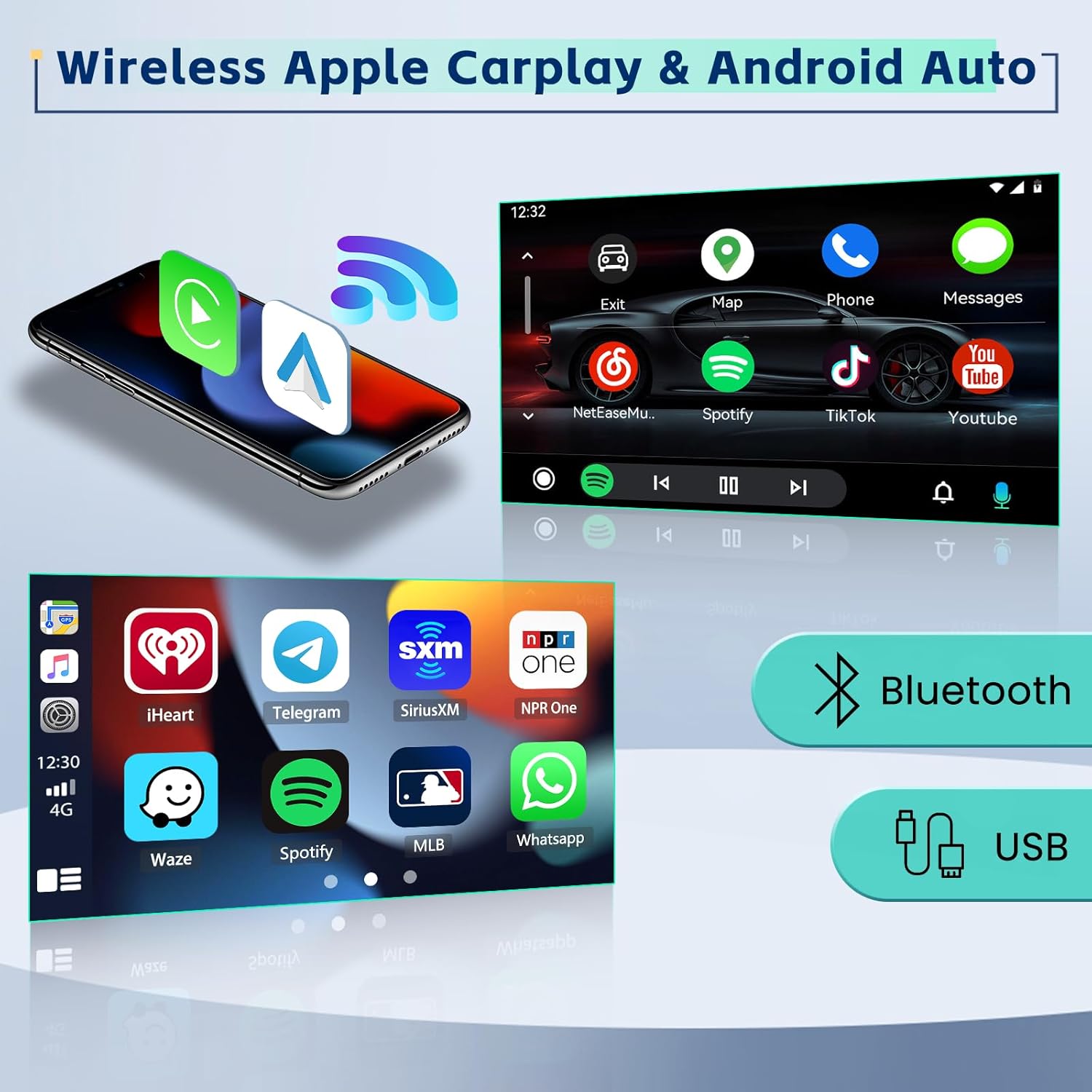 Inefala [8 Core 4G+64G] Android 15 Car Stereo for Kia Soul 2014-2017 with Wireless Carplay Android Auto, 9 Inch HD Touchscreen Car Radio with GPS WiFi Bluetooth FM/RDS DSP SWC Backup Camera MIC