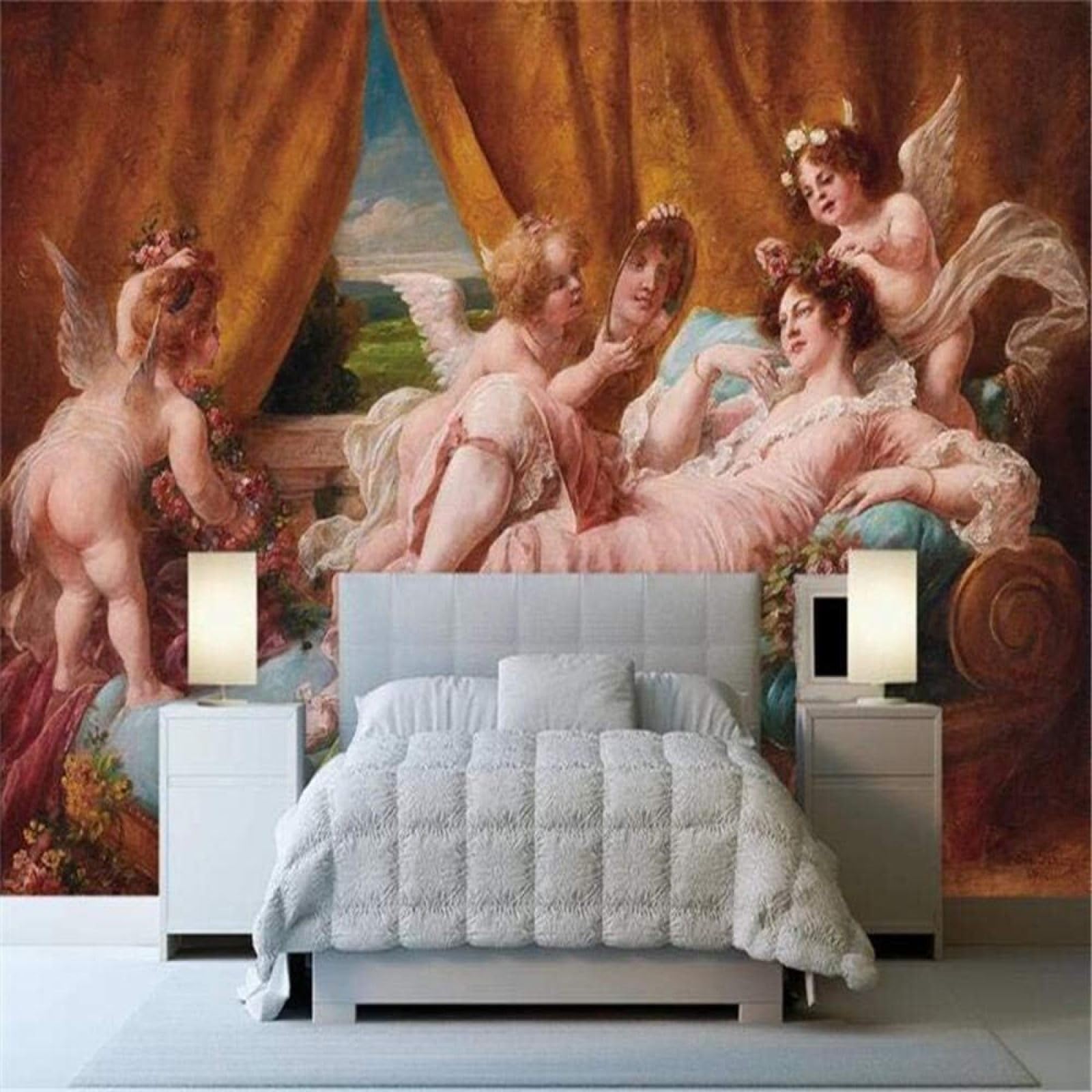 Papel pintado pared 3D vinilos decorativos de angelitos retro para dormitorio