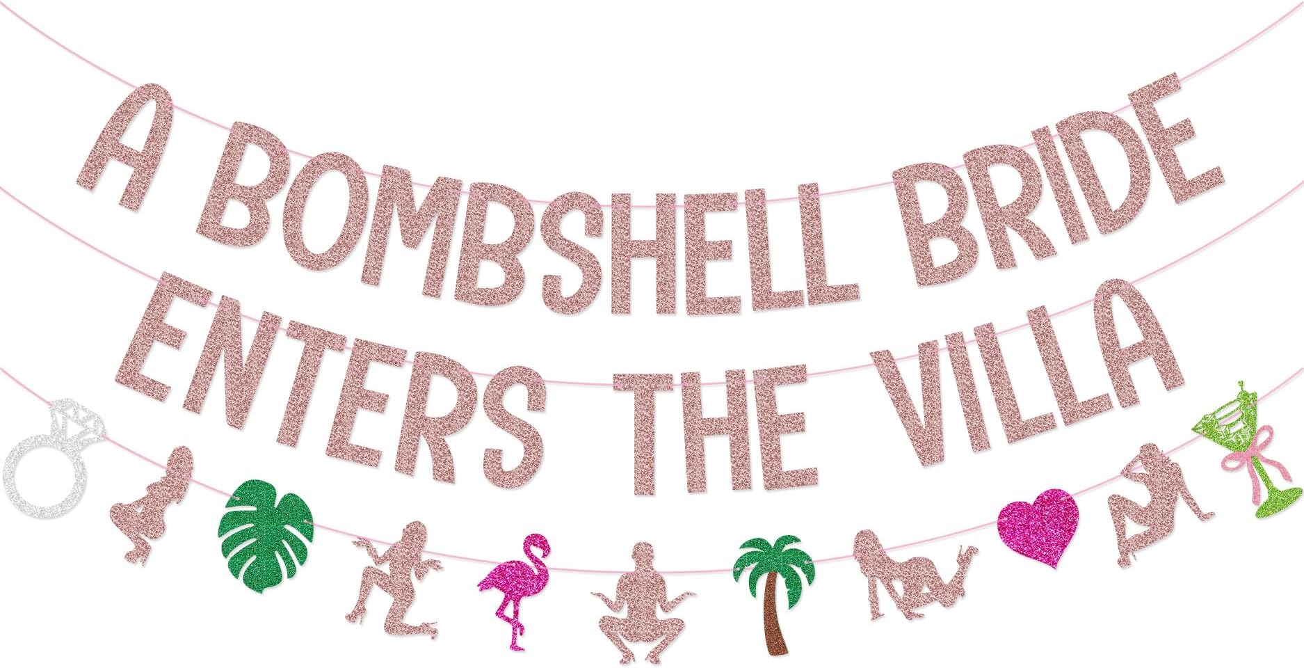 A Hot New Bride Has Entered the Villa Banner Garland for Love Island Themed Bachelorette Party Decorations