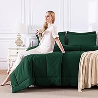 Vista 7 de CozyLux Full Size Comforter Sets Emerald Green, 7 Pieces Bed in a Bag, Green Comforter Full Size, All Season Bedding Sets with Stitch Quilted