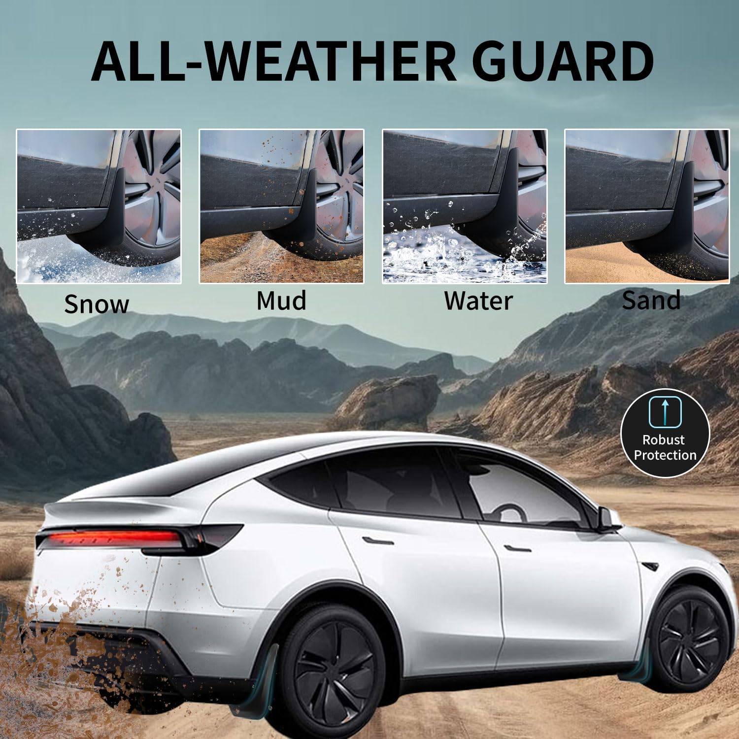 2025-2026 Tesla Model Y Juniper Accessories - Mud Flaps [Protect Paint, No Drilling Required] Custom Fit for New Model Y Juniper All Weather Guards Exterior Accessories (Set of 4) - Image 8