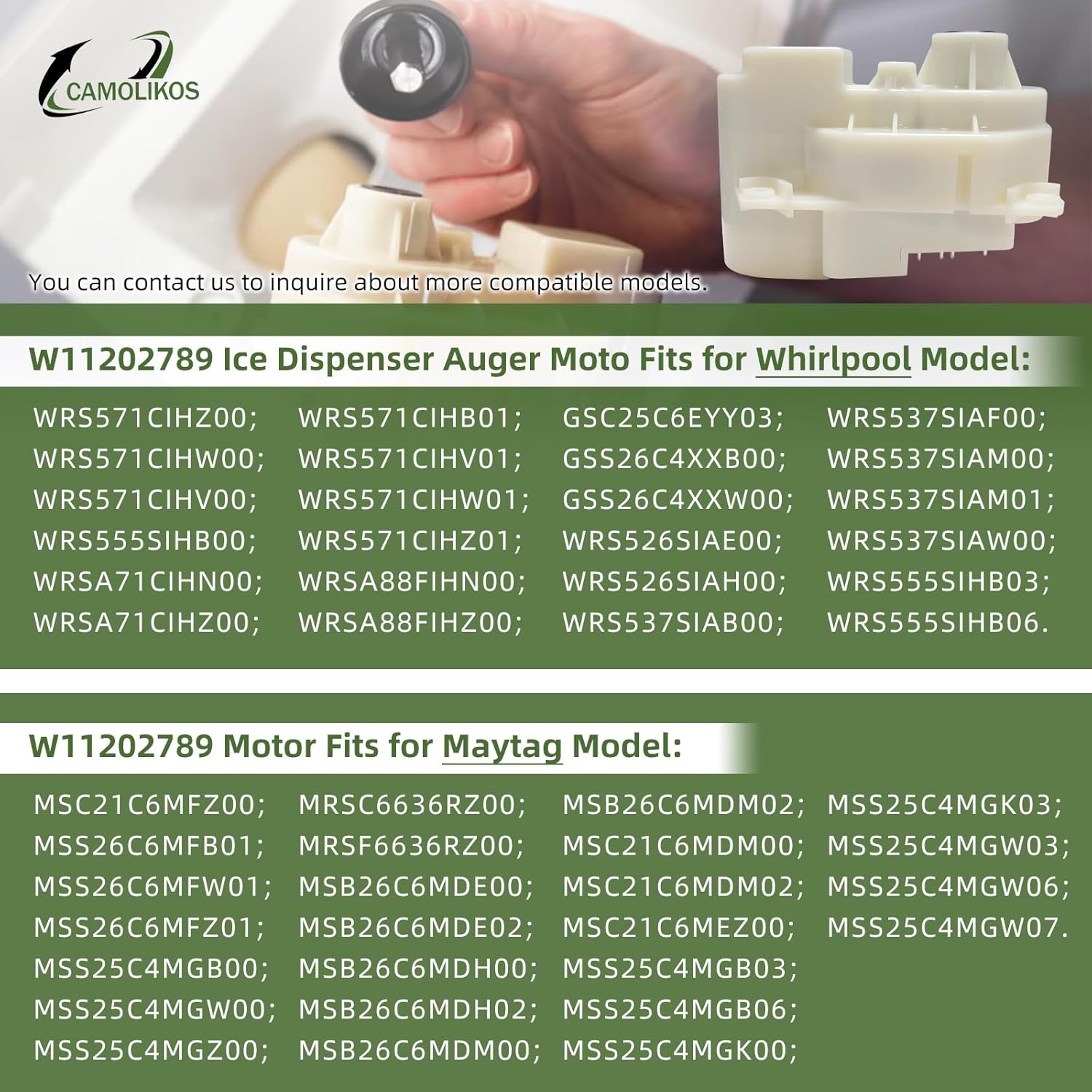 W11202789 Refrigerator Ice Dispenser Auger Motor Compatible with Whirlpool Kenmore Maytag Kitchen Aid,Replaces W10225313 W11117906 WPW10225313