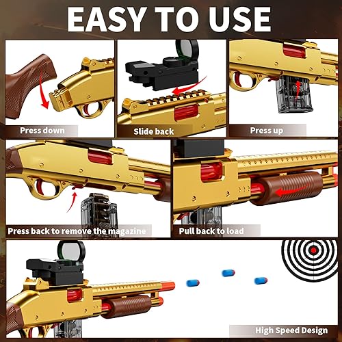 Miniatura 10 de Modelos de pistola de juguete de espuma (33 pulgadas), escopeta de bala suave, diseño de expulsión de carcasa vacía