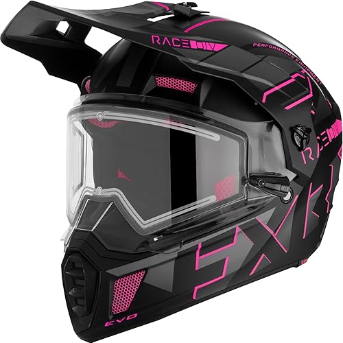 FXR Clutch X Evo - Casco para moto de nieve E Shield Winter Breath Box - Rosa eléctrico - XXL