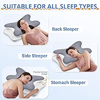 Vista 4 de Almohada cervical para el cuello, almohadas ergonómicas de espuma viscoelástica para aliviar el dolor de cuello con funda de almohada transpirable