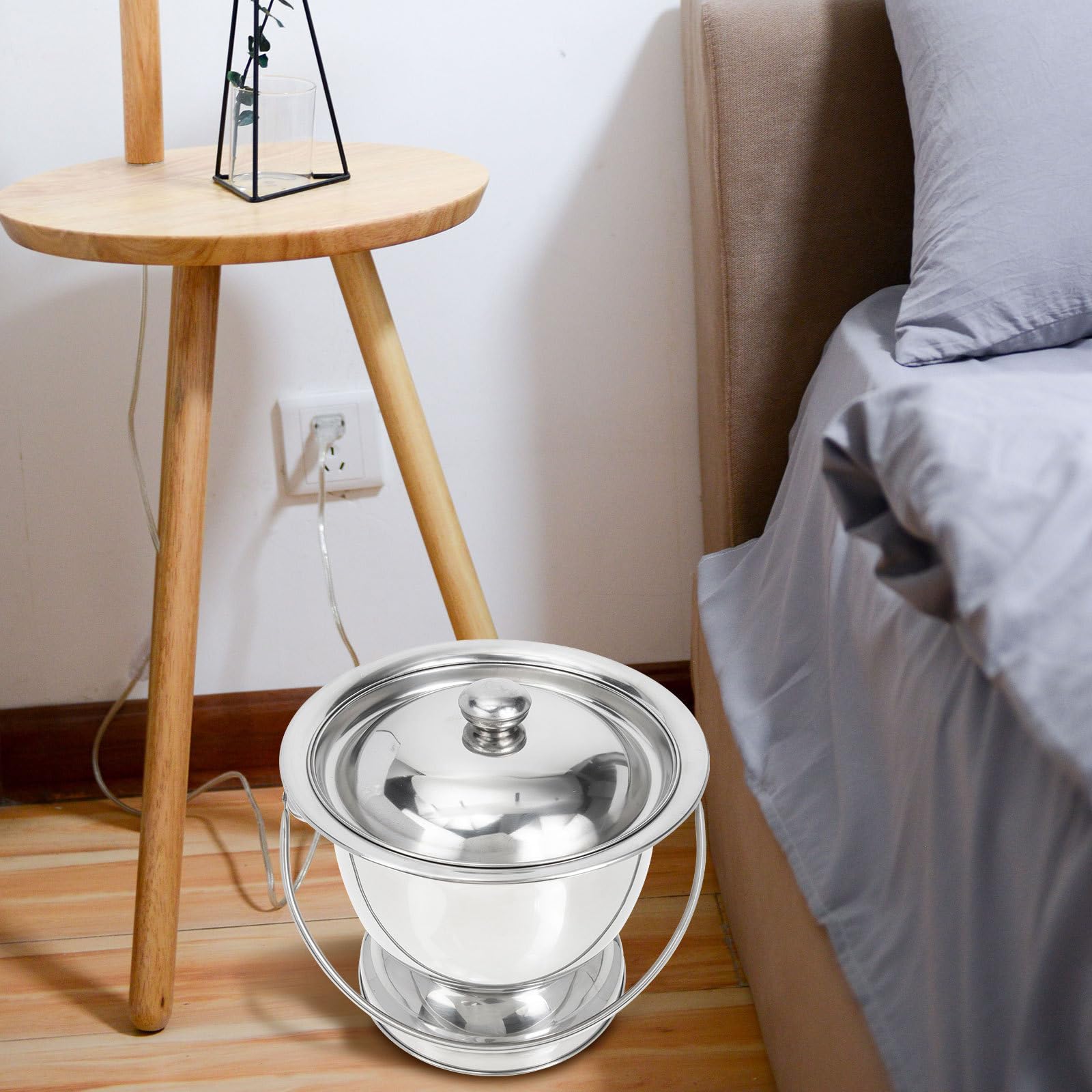 Edelstahl Urinal mit Deckel und Griff Robustes Pipitopf Töpfchen für Senioren Leicht zu Reinigen und Bruchsicher für Heimgebrauch