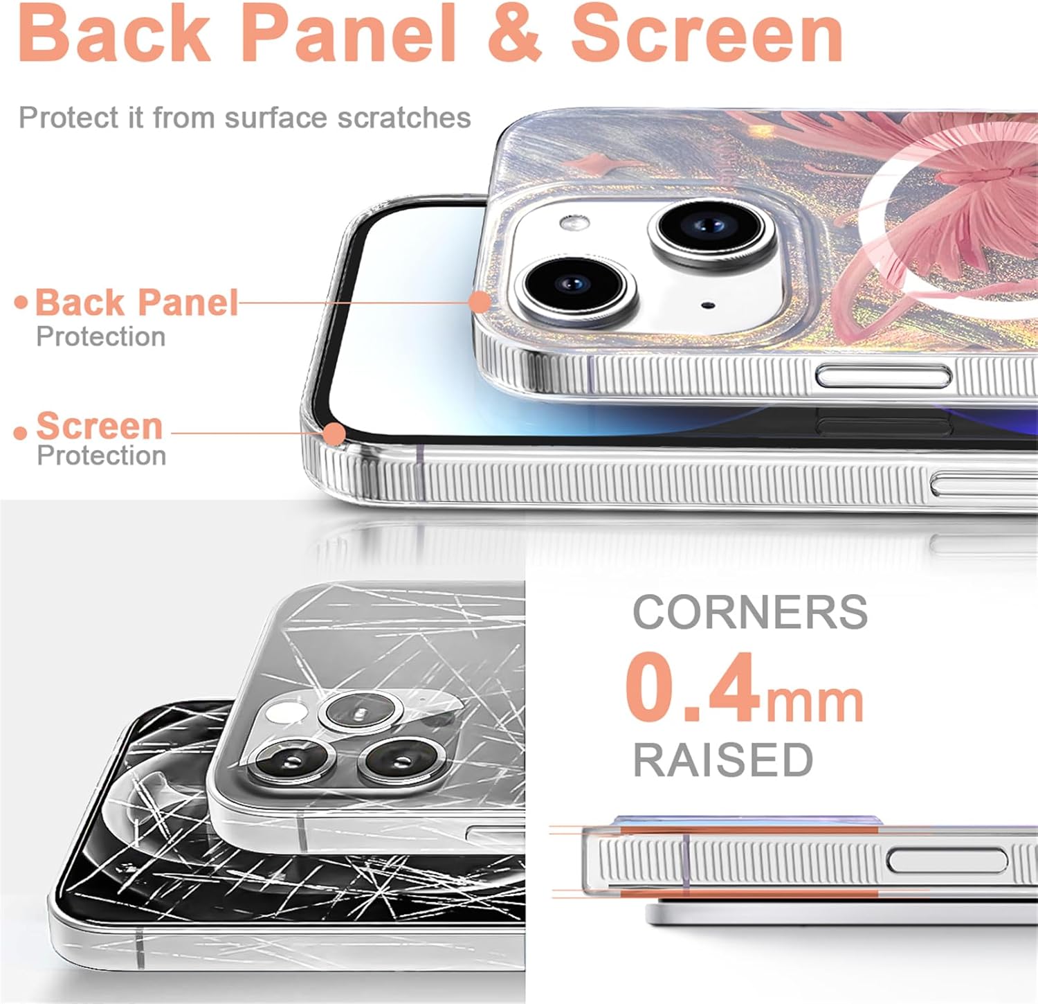 I-MGAE-IN-AR Compact Case for iPhone 15 Plus Pale Pink Butterfly Design,[Compatible with MagSafe] Cute Soft Slim TPU Shockproof Protective Phone Cases Cover for Women Aesthetic - Image 5