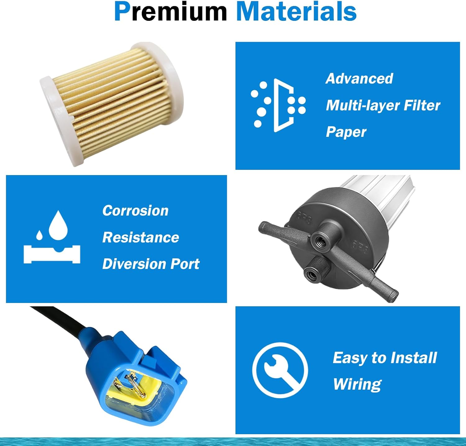 Outboard Engine Fuel Filter Assembly Compatible With Yamaha F200 F225 F250 2006-2025, Cartridge Type Fuel Filter for Yamaha 150HP 175HP 200HP 225HP 250HP 300HP 350HP Replace 6P3-24560-03-00