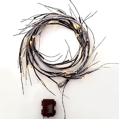 Miniatura 9 de MIYA LIFE Guirnalda de ramas de nieve de Navidad, 6 pies, 48 LED, funciona con pilas, ramita iluminada para festival de invierno, fiesta, manto,