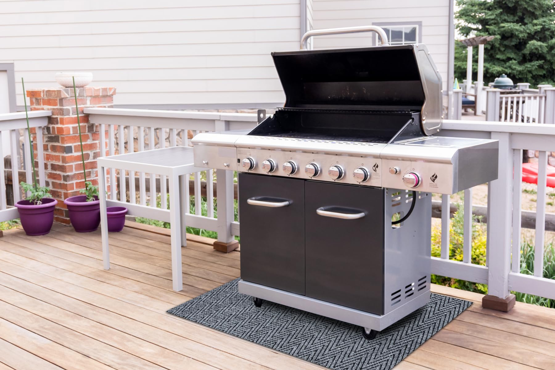MAGNUS Tappeto di protezione per barbecue terrazza grigio 140x200 cm
