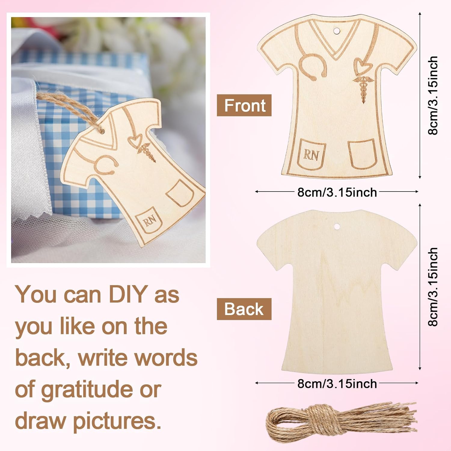 20 Pcs Christmas Nurse Ornament Wooden Nurse Ornament, DIY Nursing Appreciation Gifts for Women, Personalized Nurses Scrubs Hanging Ornaments for Women Nurses, Doctor, Physician Assistant - Image 2