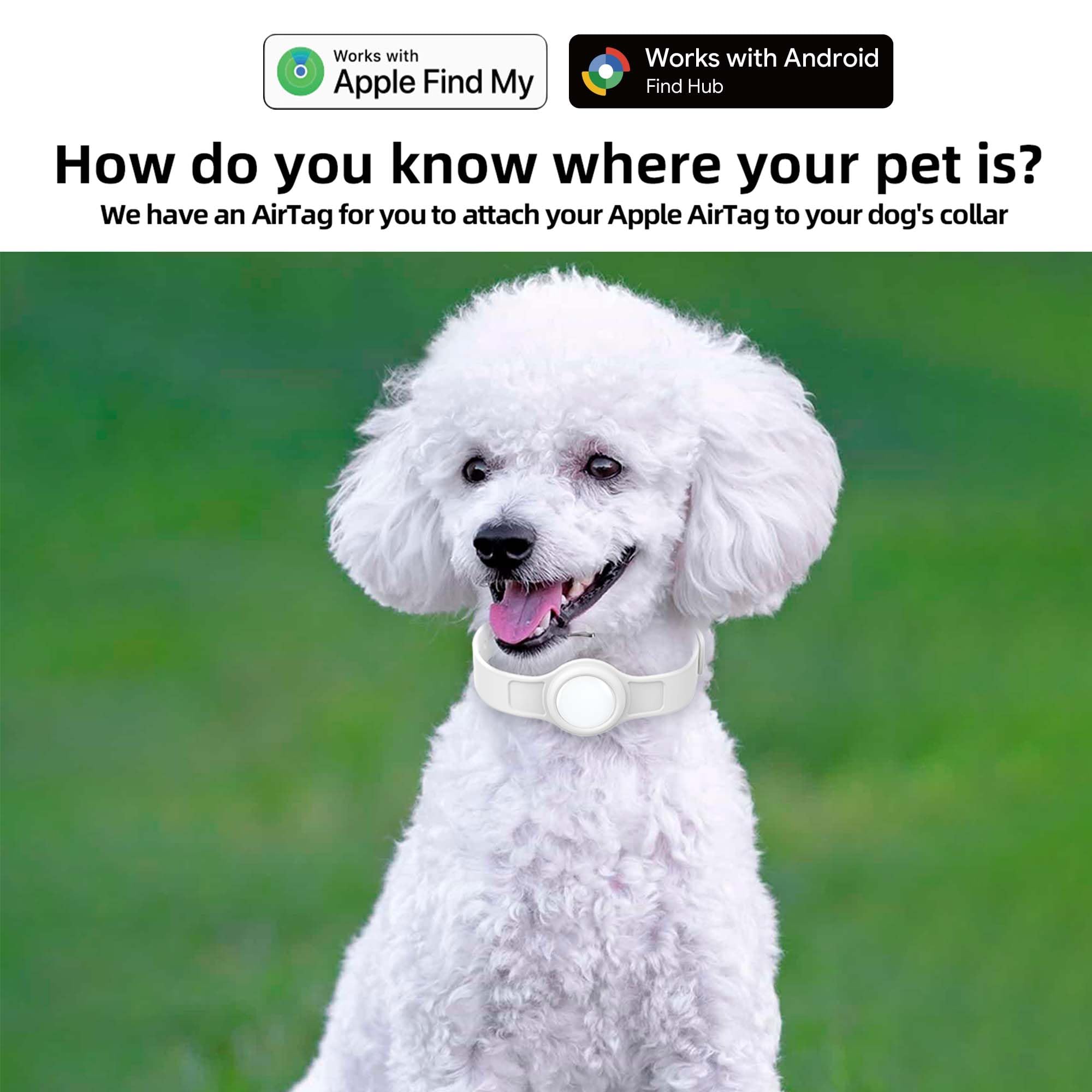 All-in-One AirTag Dog Collar with Holder: SEVEN SWAN Waterproof GPS Dog Tracker - Adjustable Silicone Pet Tracking Collar for Apple Find My & Google Find Hub - Fits 3.2” to 14” Neck - image 2