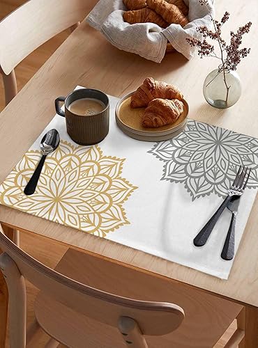Miniatura 3 de Elegant Dahlia Flowers - Juego de 6 manteles individuales de lino de algodón, resistentes al calor, antideslizantes, lavables, para banquetes,