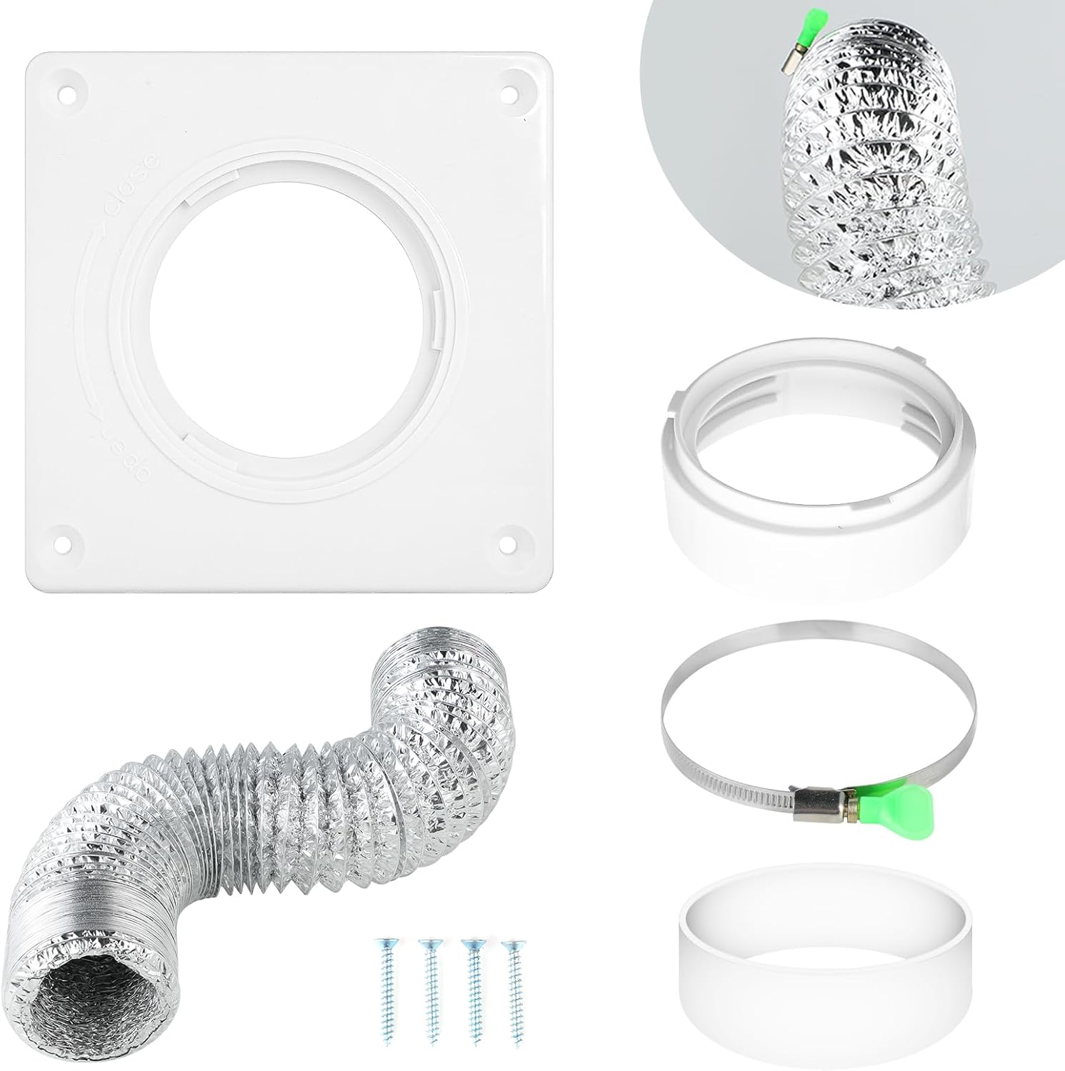 Dryer Vent Wall Plate Connector Kit, Dryer Vent Connector Kit Quick Connect & Disconnect Dryer Vent Kit for Easy Maintenance and Cleaning, Ideal for Wall, Ceiling, and Laundry