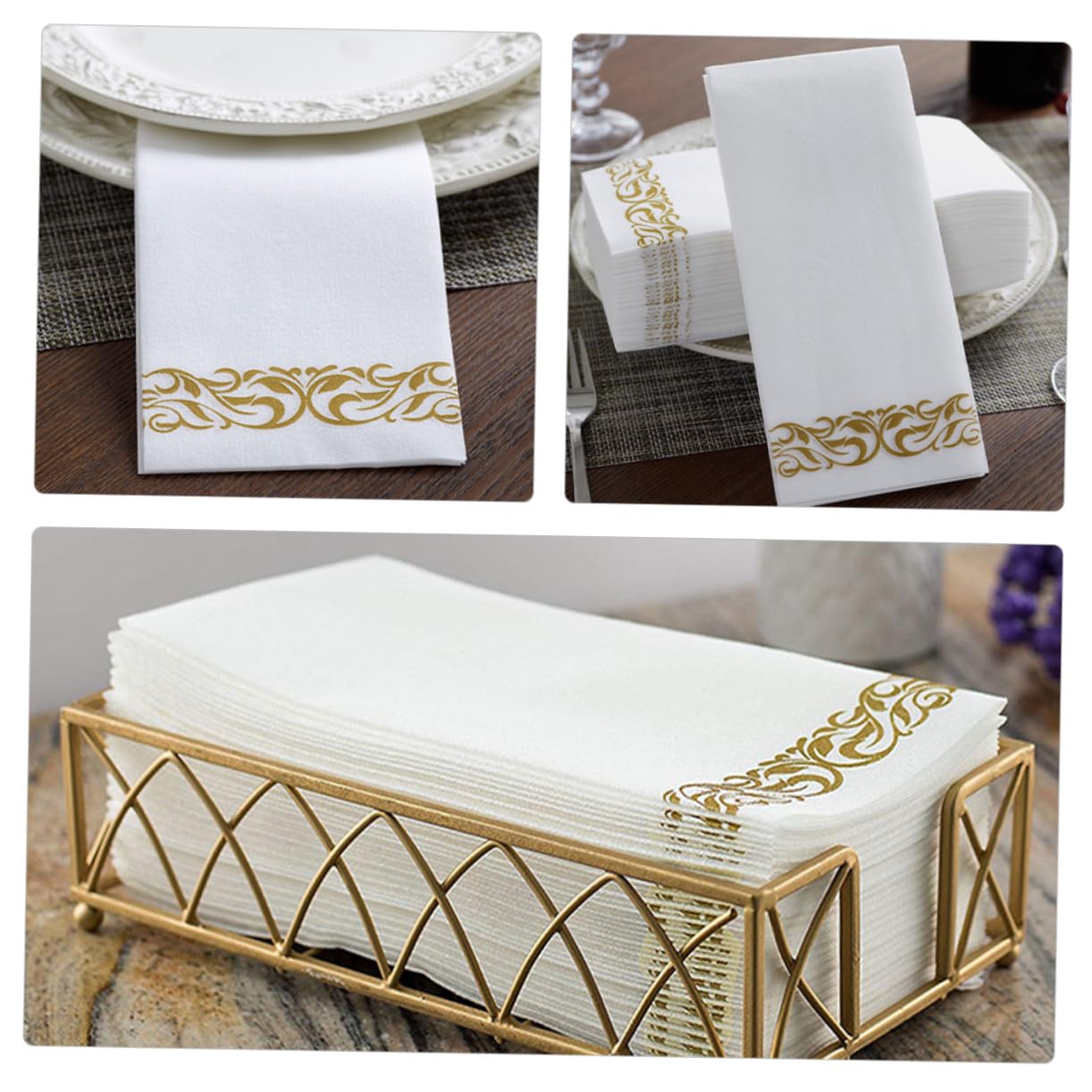 100piezas Servilletas de Papel Motivos Dorados Servilletas para Cena Fiestas de Cumpleaños y Despedidas de Soltera Unidades