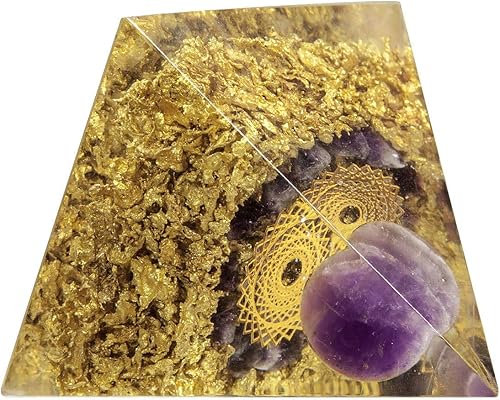 Miniatura 2 de Rockcloud The Crown Chakra Orgón Pirámide Amatista Bola de Cristal Reiki Equilibrio Generador de Energía para Mediación Yoga Decoración de Oficina