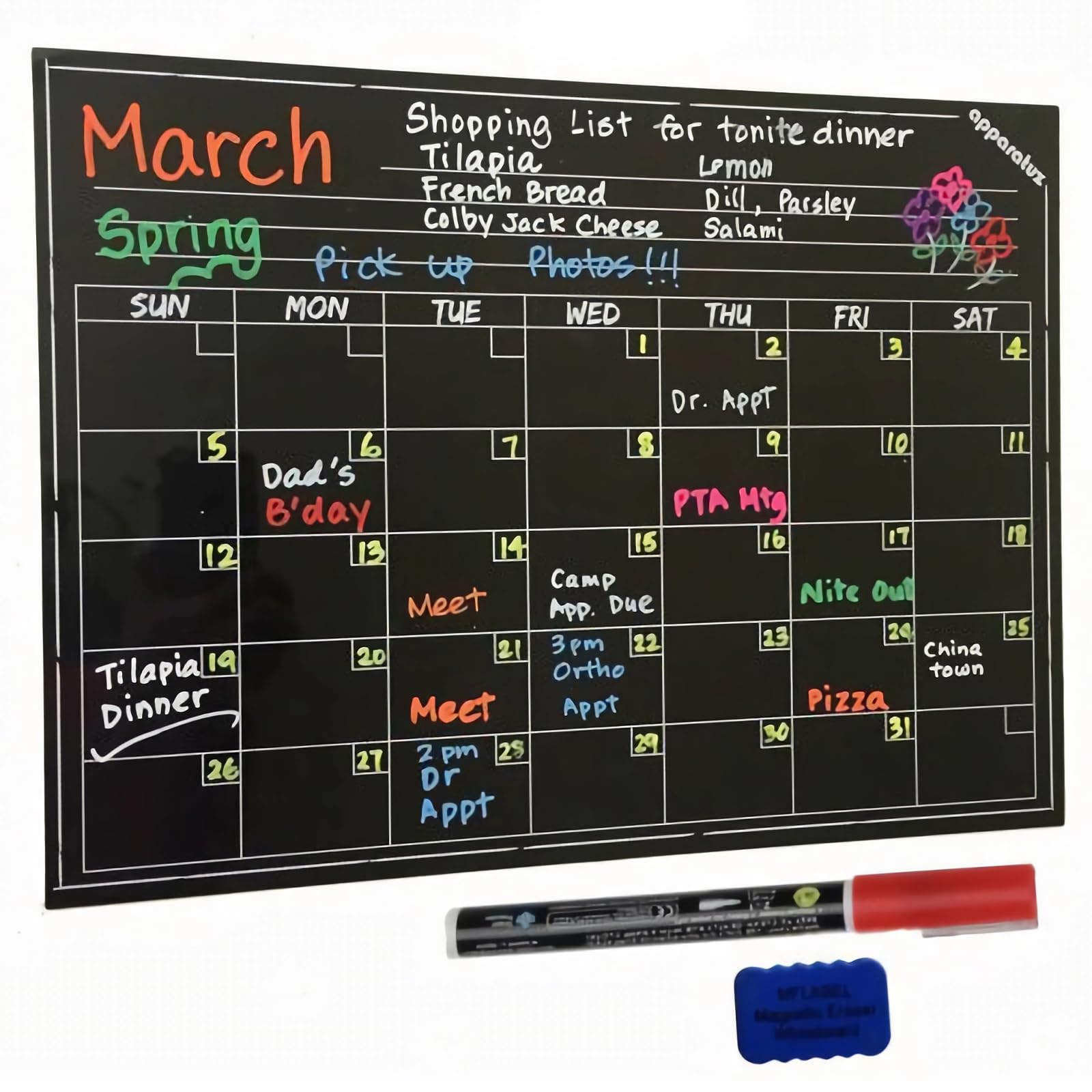 Photo 1 of Anount Magnetic Fridge Calendar, 16x12 Inch Dry Erase Board