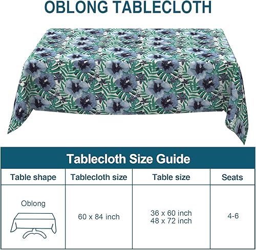 Miniatura 3 de Mantel rectangular para exteriores con agujero para sombrilla y cremallera, 60 x 84 pulgadas, mantel de picnic floral primaveraverano, tela