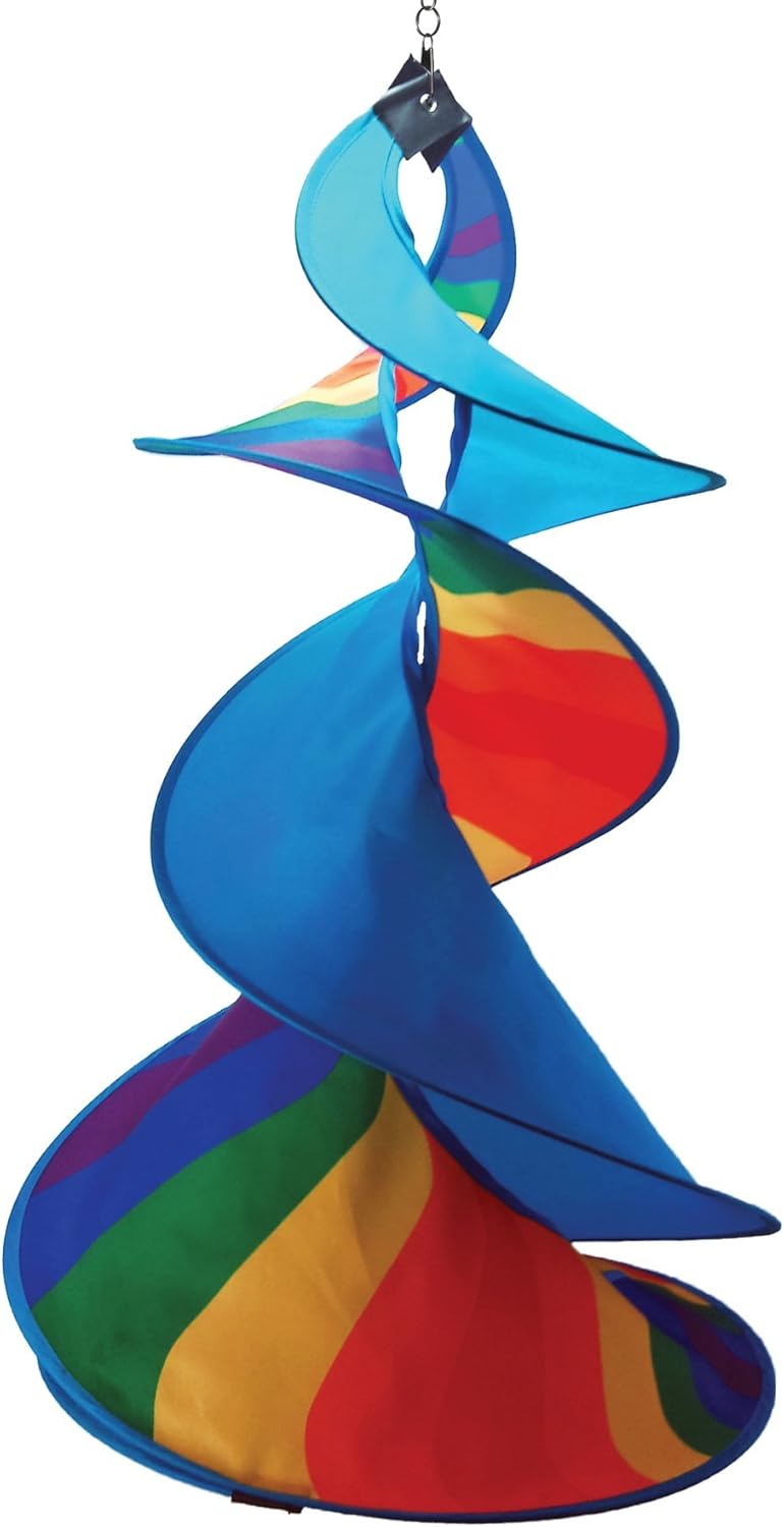 In the Breeze 4752 — Rainbow Wow Spin Duet — Colorful, Unique Wind Spinner for Yards and Gardens