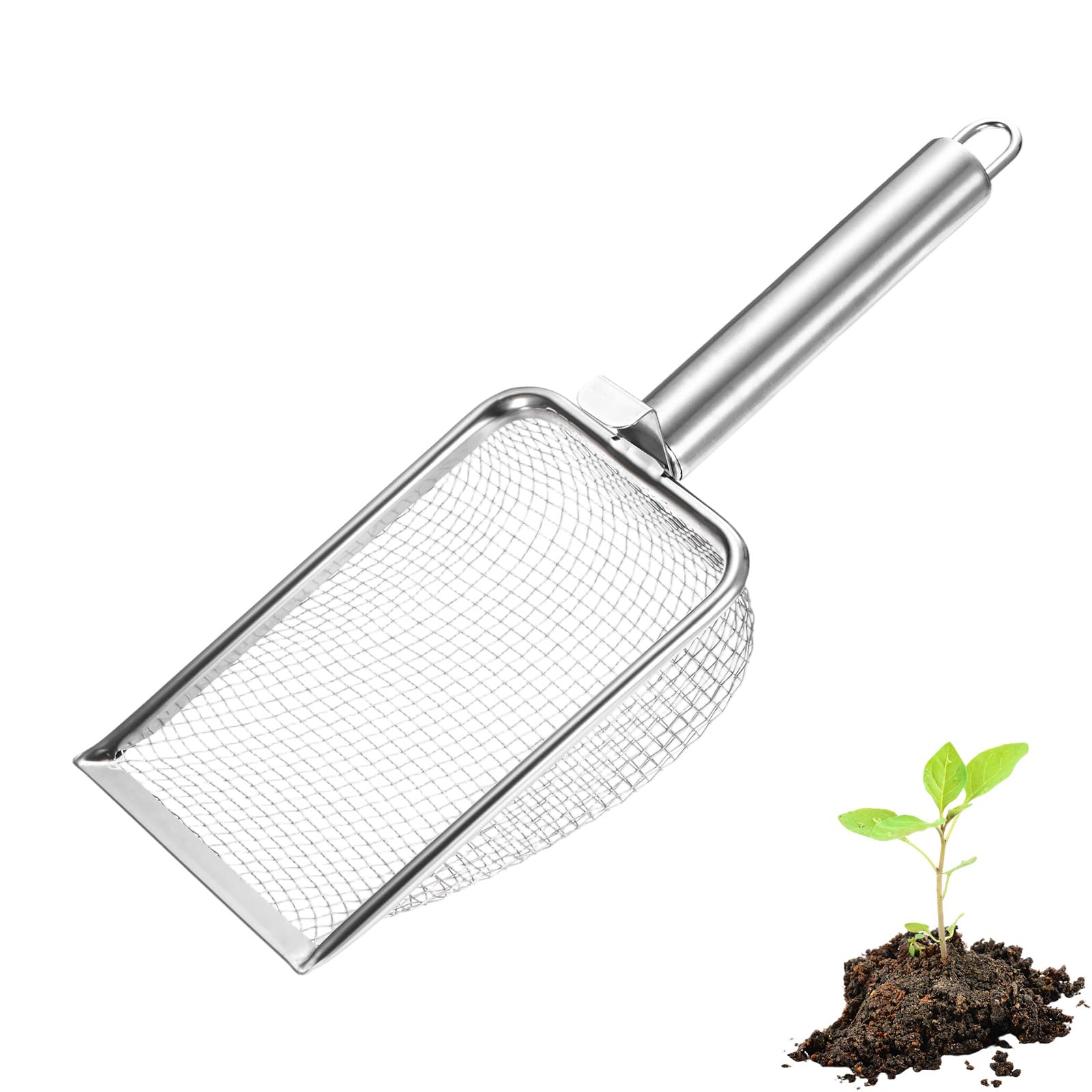 M METERXITY 1-Pack Gardening Soil Sifter 3.8 mm Mesh Stainless Steel