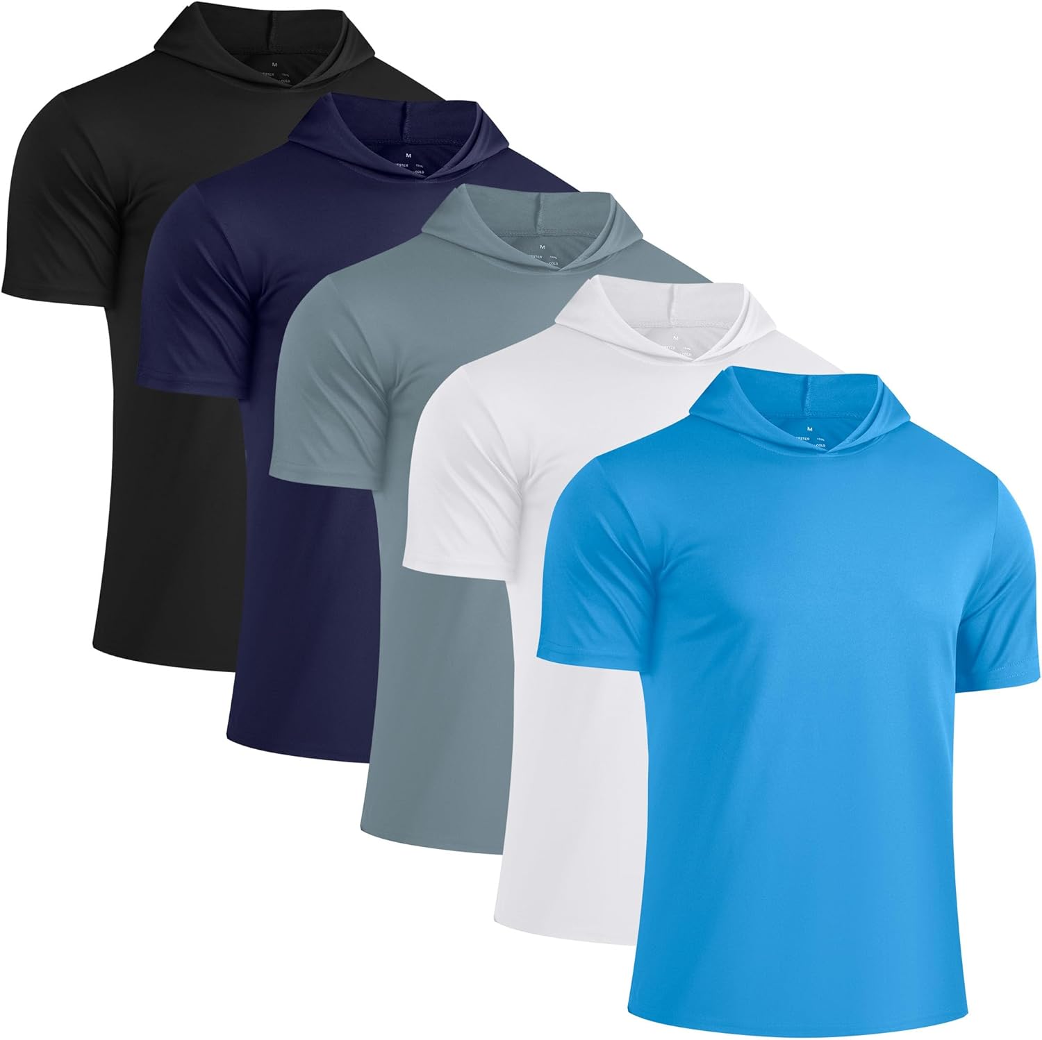 Mens Athletic Dry Fit Hoodie Shirts Workout Casual Sun Protection Hiking Sweatershirt Short Sleeve Sports Gym Tops