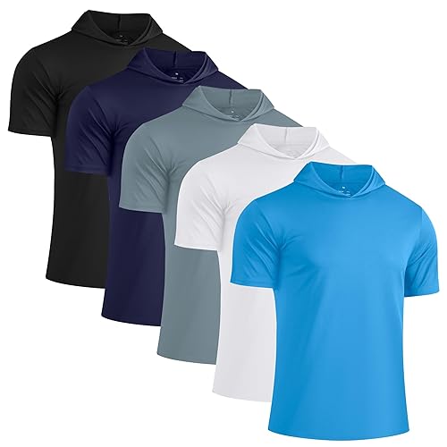 Mens Athletic Dry Fit Hoodie Shirts Workout Casual Sun Protection