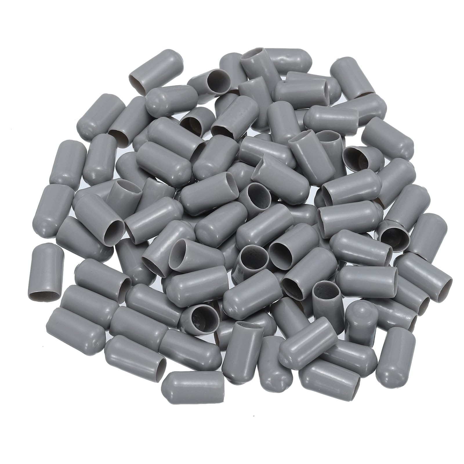 uxcell 100pcs Rubber End Caps 8mm(5/16") ID Vinyl PVC Round Tube Bolt Cap Cover Screw Thread Protectors Grey