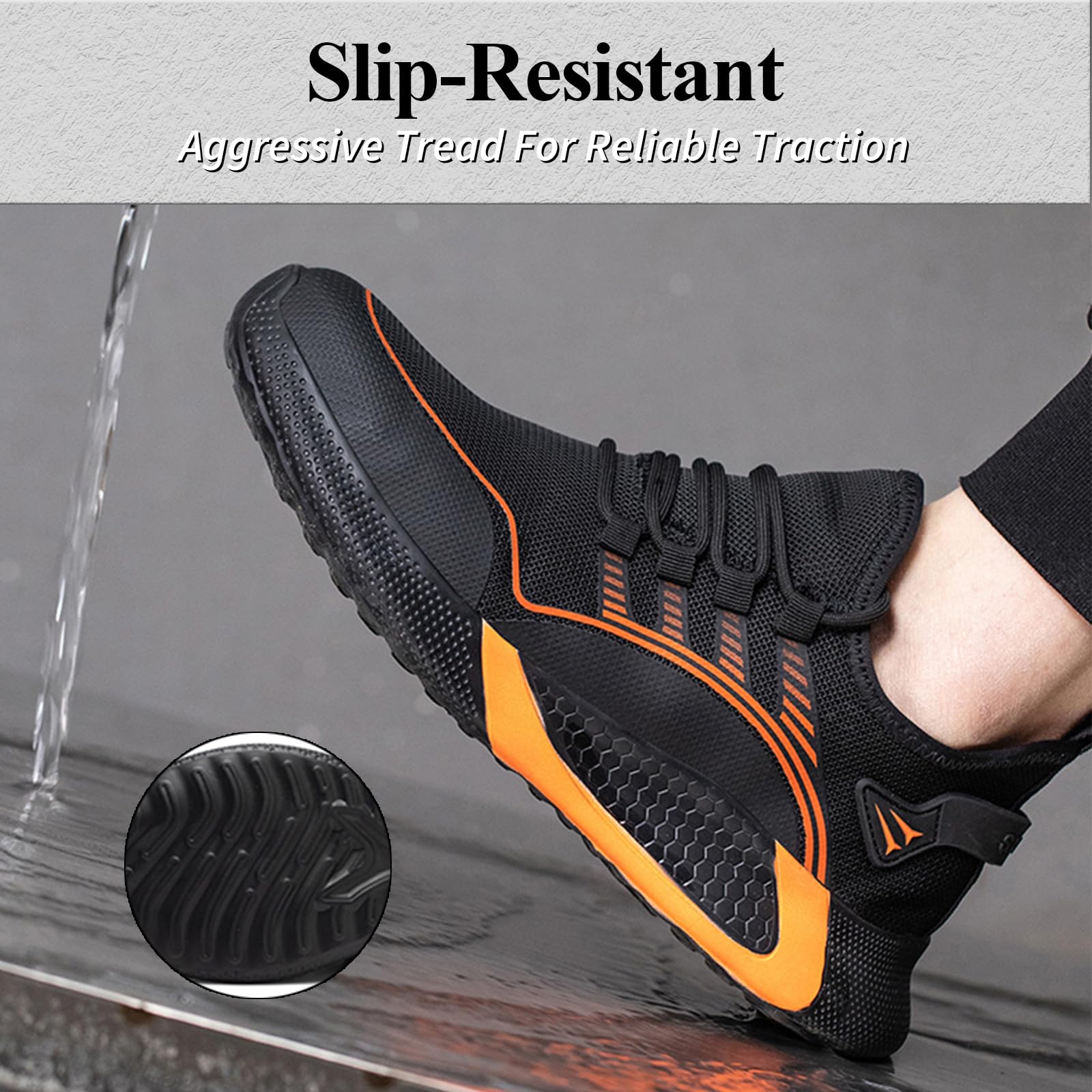 Zapatillas de Seguridad Hombre Mujer Transpirable Zapatos de Seguridad Ligero Antideslizante Zapatillas Trabajo con Puntera de Acero Comodo
