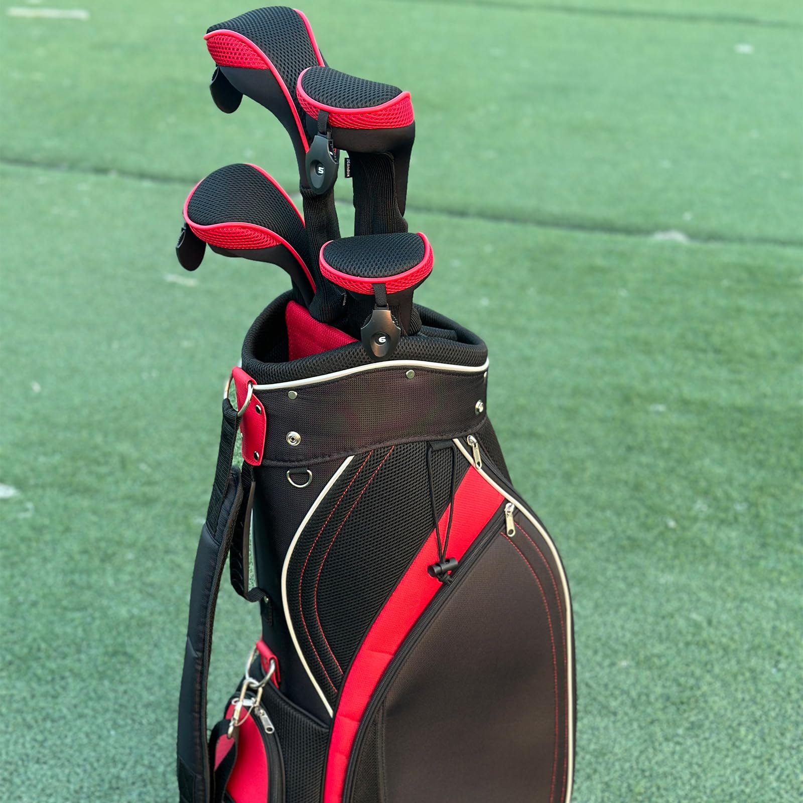Andux 2 Pack Long Neck Golf Hybrid Club Head Covers Dial No. Tag CTMT-01 Black/Red
