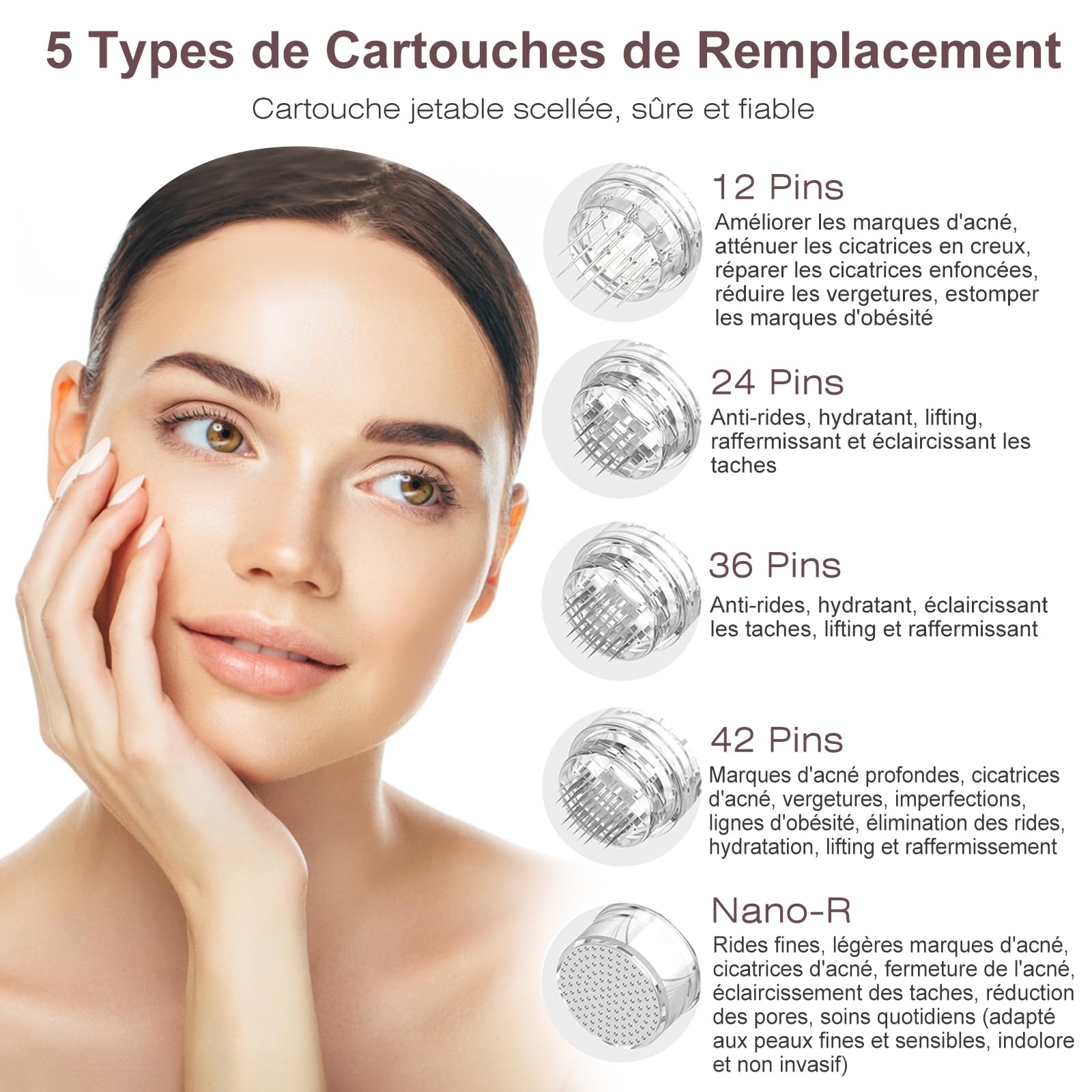 Dr.pen Ultima A10 Microneedling Pen - Dermapen Microneedling Professionnel Sans Fil Réglable pour le Visage, le Corps et la Croissance des Cheveux/Barbe avec 5 Cartouches - Meilleur Cadeau pour Femmes