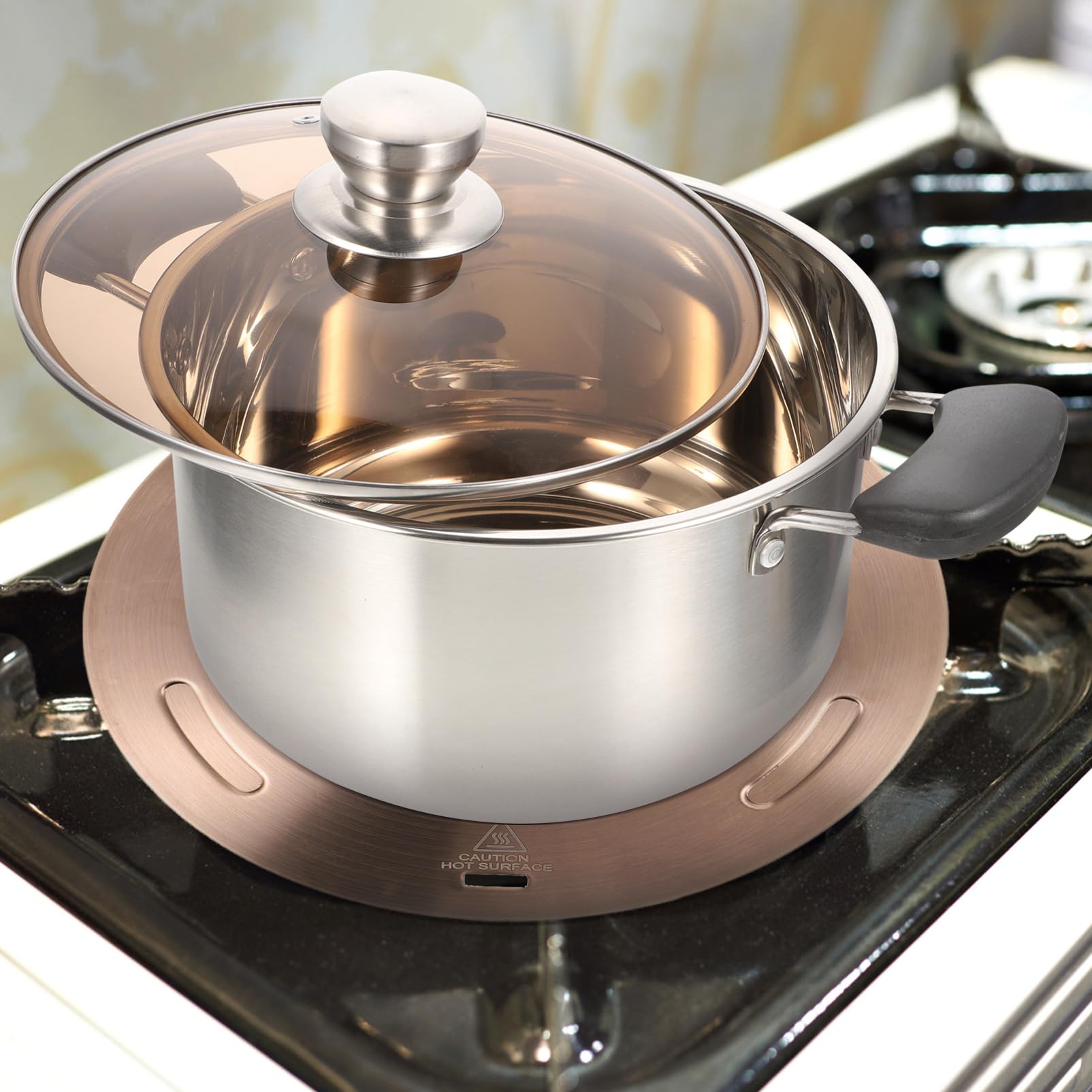 DECHOUS Diffusore di Calore per Piano Induzione, Piastra Adattatore in Acciaio Inox e Lega di Alluminio, per Cucina e Cottura Uniforme